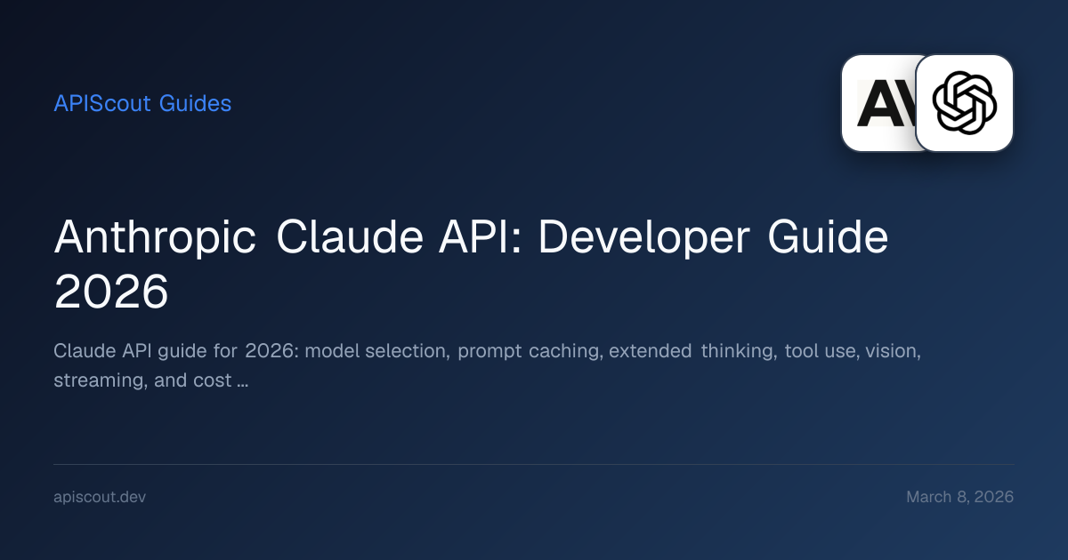 Anthropic Claude API: Developer Guide 2026 | APIScout