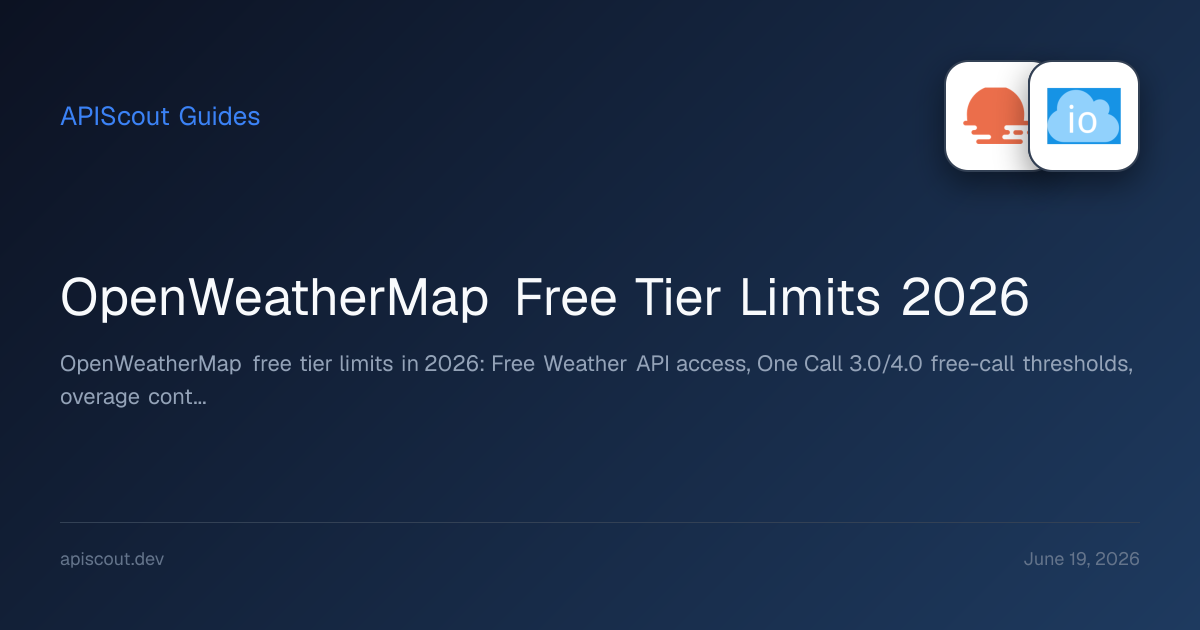 OpenWeatherMap Free Tier Limits 2026 | APIScout