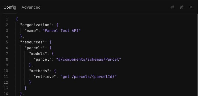 Scalar configuration mapping for the synthetic Parcel Test API